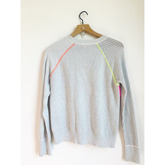 Lisa Todd Sweater Gray Neon Piping and Heart Size Small - Picture 3 of 3